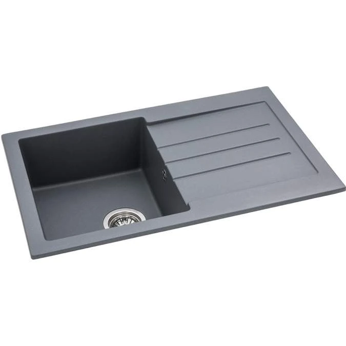 Abode Xcite 1 Bowl & Drainer Granite Inset Kitchen Sink - Grey Metallic 2 Abode Xcite 1 Bowl & Drainer Granite Inset Kitchen Sink - Grey Metallic - Image 2