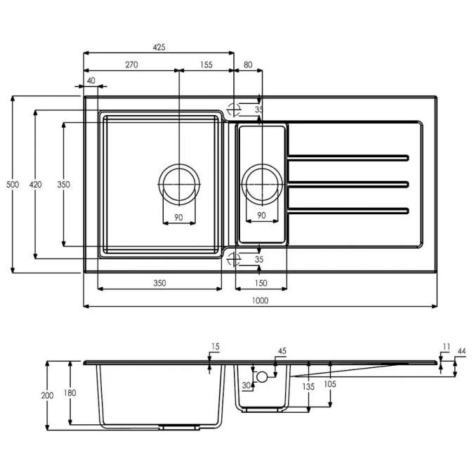 Abode Xcite 1.5 Bowl Inset Black Metallic Kitchen Sink & Specto Tap Pack 6 Abode Xcite 1.5 Bowl Inset Black Metallic Kitchen Sink & Specto Tap Pack - Image 6