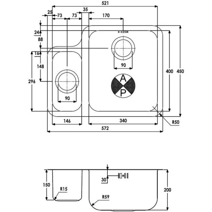 Abode Matrix 1.5 Bowl Right Hand Undermount Stainless Steel Sink & Specto Tap Pack 7 Abode Matrix 1.5 Bowl Right Hand Undermount Stainless Steel Sink & Specto Tap Pack - Image 7