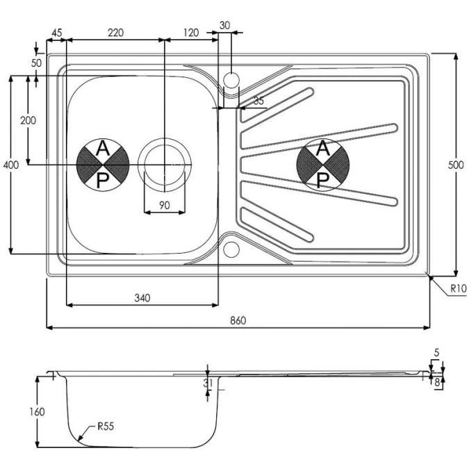 Abode Trydent 1 Bowl Inset Stainless Steel Sink & Atlas Tap Pack 5 Abode Trydent 1 Bowl Inset Stainless Steel Sink & Atlas Tap Pack - Image 5
