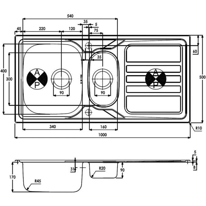 Abode Trydent 1.5 Bowl Inset Stainless Steel Sink & Atlas Tap Pack 7 Abode Trydent 1.5 Bowl Inset Stainless Steel Sink & Atlas Tap Pack - Image 7