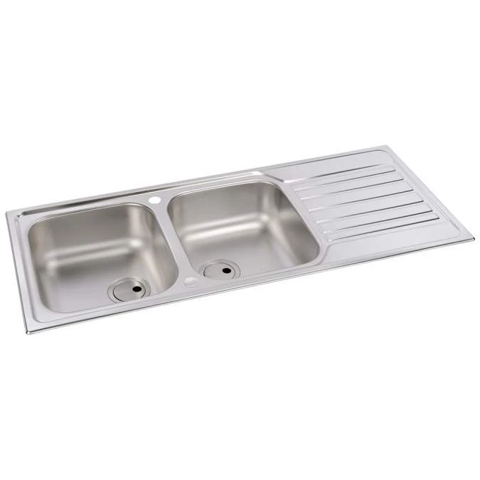 Abode Connekt 2 Bowl & Drainer Inset Kitchen Sink - Stainless Steel 2 Abode Connekt 2 Bowl & Drainer Inset Kitchen Sink - Stainless Steel - Image 2