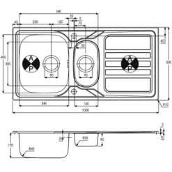 Abode Mikro 1.5 Bowl & Drainer Inset Kitchen Sink - Stainless Steel 7 Abode Mikro 1.5 Bowl & Drainer Inset Kitchen Sink - Stainless Steel -Roman Sales AW5061 LD