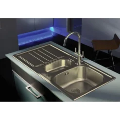 Abode Mikro 1.5 Bowl & Drainer Inset Kitchen Sink - Stainless Steel 6 Abode Mikro 1.5 Bowl & Drainer Inset Kitchen Sink - Stainless Steel -Roman Sales AW5061 Lifestyle