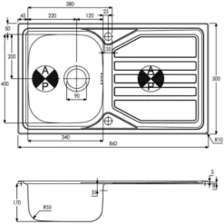 Abode Mikro 1 Bowl & Drainer Inset Kitchen Sink - Stainless Steel 7 Abode Mikro 1 Bowl & Drainer Inset Kitchen Sink - Stainless Steel -Roman Sales AW5062 LD