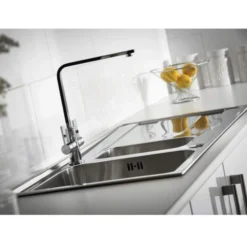 Abode Ixis 1.5 Bowl & Drainer Inset Kitchen Sink - Stainless Steel -Roman Sales AW5103 Lifestyle