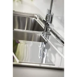 Abode Ixis 1.5 Bowl & Drainer Inset Kitchen Sink - Stainless Steel -Roman Sales AW5103 Lifestyle 3