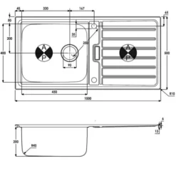 Abode Neron 1 Bowl & Drainer Inset Kitchen Sink - Stainless Steel -Roman Sales AW5112 LD
