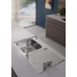 Abode Neron 1 Bowl & Drainer Inset Kitchen Sink - Stainless Steel -Roman Sales AW5112 Lifestyle