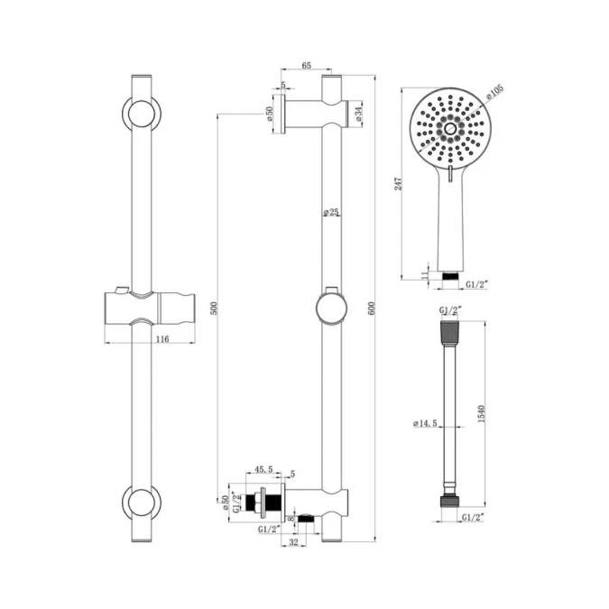 Round Shower Pack 4 - Allier Dual Outlet Shower Valve & Riser Rail With Rainfall Shower 3 Round Shower Pack 4 - Allier Dual Outlet Shower Valve & Riser Rail With Rainfall Shower - Image 3