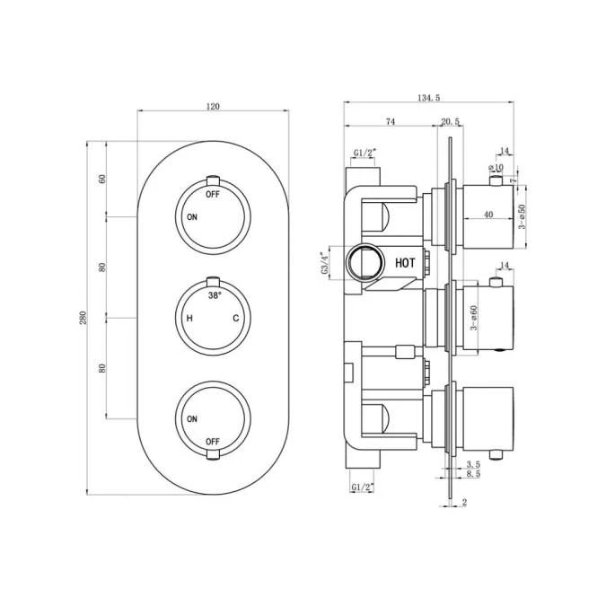 Round Shower Pack 4 - Allier Dual Outlet Shower Valve & Riser Rail With Rainfall Shower 2 Round Shower Pack 4 - Allier Dual Outlet Shower Valve & Riser Rail With Rainfall Shower - Image 2