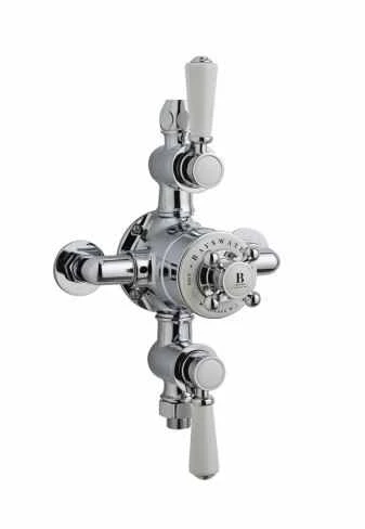 Bayswater Traditional Dual Outlet Exposed Shower Valve - White & Chrome 1 Bayswater Traditional Dual Outlet Exposed Shower Valve - White & Chrome