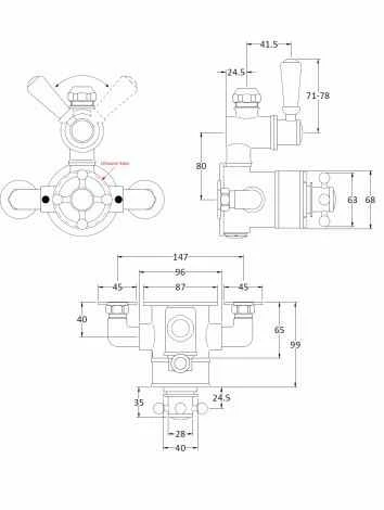 Bayswater Traditional Twin Exposed Shower Valve - Black & Chrome 2 Bayswater Traditional Twin Exposed Shower Valve - Black & Chrome - Image 2
