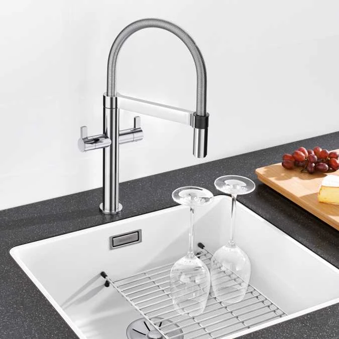 Blanco Culina - S Mini Twin Lever Pull Out Chrome Kitchen Tap - 525197 2 Blanco Culina - S Mini Twin Lever Pull Out Chrome Kitchen Tap - 525197 - Image 2