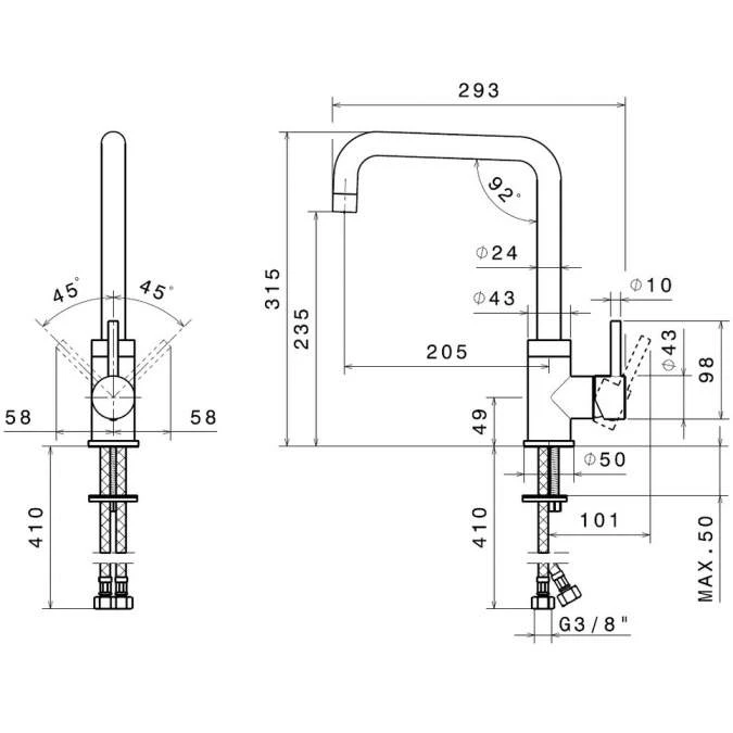 Prima+ Large 1.0 Bowl R25 Undermount Kitchen Sink & Riace Single Lever Tap Pack 5 Prima+ Large 1.0 Bowl R25 Undermount Kitchen Sink & Riace Single Lever Tap Pack - Image 5