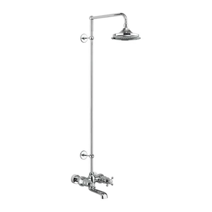 Burlington Tay Traditional Wall Mounted Bath Shower Mixer Tap Rigid Riser - Fixed Head - BT2WS 1 Burlington Tay Traditional Wall Mounted Bath Shower Mixer Tap Rigid Riser - Fixed Head - BT2WS