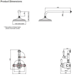 Burlington Stour Traditional Shower - Fixed Head - BF1S 5 Burlington Stour Traditional Shower - Fixed Head - BF1S -Roman Sales Burlington Stour BF1S tech drawing rubberduck 1