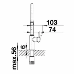 Blanco Catris S Flexo Black Matt Kitchen Tap - 525793 14 Blanco Catris S Flexo Black Matt Kitchen Tap - 525793 -Roman Sales CATRISS FLEXO LINE DRAWING FRONT VIEW