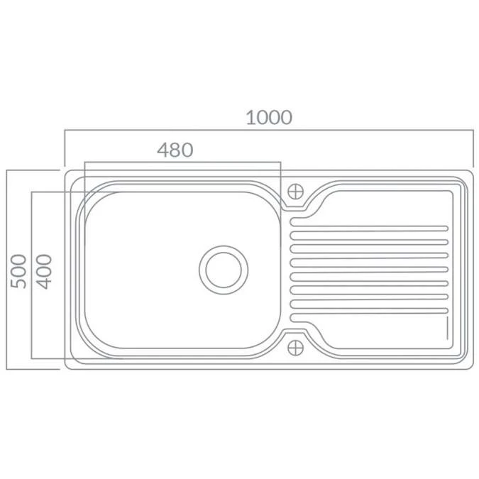 Prima Deep 1 Bowl & Drainer Inset Kitchen Sink - Polished Steel 3 Prima Deep 1 Bowl & Drainer Inset Kitchen Sink - Polished Steel - Image 3