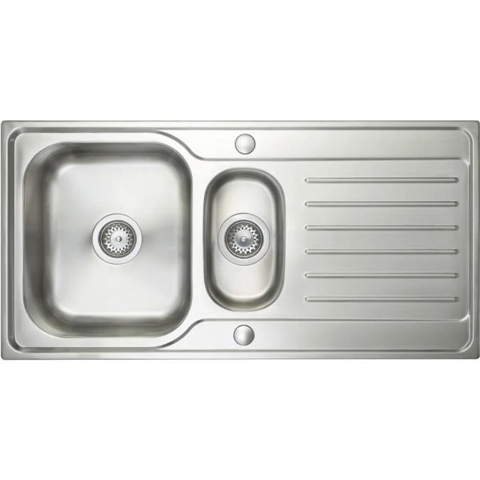 Prima Deep 1.5 Bowl & Drainer Inset Kitchen Sink - Polished Steel 1 Prima Deep 1.5 Bowl & Drainer Inset Kitchen Sink - Polished Steel
