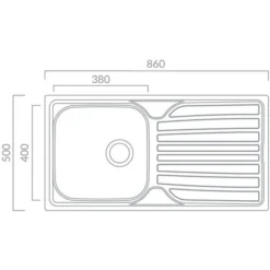 Prima 1 Bowl 800 X 500mm Stainless Steel Sink & Single Lever Tap Pack 5 Prima 1 Bowl 800 X 500mm Stainless Steel Sink & Single Lever Tap Pack -Roman Sales CPR040 Line Drawing