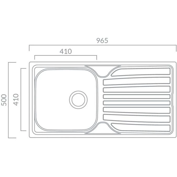 Prima 1 Bowl 965 X 500mm Stainless Steel Sink & Single Lever Tap Pack 4 Prima 1 Bowl 965 X 500mm Stainless Steel Sink & Single Lever Tap Pack - Image 4