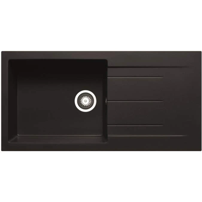 Prima+ Black Granite 1 Bowl Inset Kitchen Sink 1 Prima+ Black Granite 1 Bowl Inset Kitchen Sink