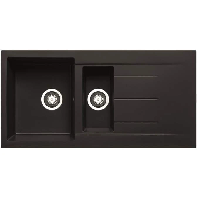 Prima+ Black Granite 1.5 Bowl Inset Kitchen Sink 1 Prima+ Black Granite 1.5 Bowl Inset Kitchen Sink