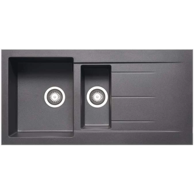 Prima+ Gun Metal Granite 1.5 Bowl Inset Kitchen Sink 1 Prima+ Gun Metal Granite 1.5 Bowl Inset Kitchen Sink