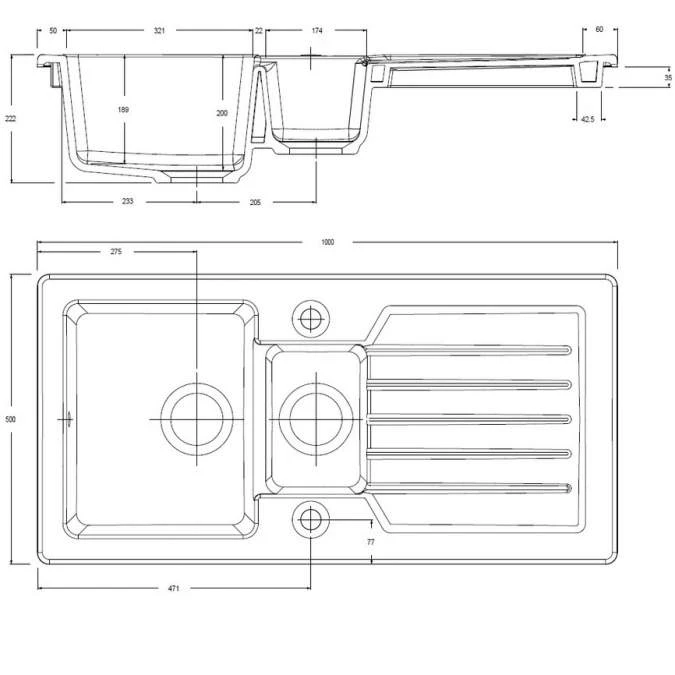 Prima 1.5 Bowl Reversible Inset Ceramic Kitchen Sink - White 2 Prima 1.5 Bowl Reversible Inset Ceramic Kitchen Sink - White - Image 2