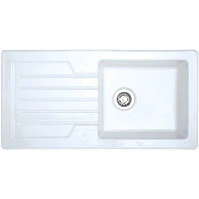 Prima 1 Bowl Reversible Inset Ceramic Kitchen Sink - White 1 Prima 1 Bowl Reversible Inset Ceramic Kitchen Sink - White