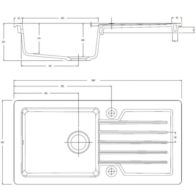 Prima 1 Bowl Reversible Inset Ceramic Kitchen Sink - White 2 Prima 1 Bowl Reversible Inset Ceramic Kitchen Sink - White - Image 2