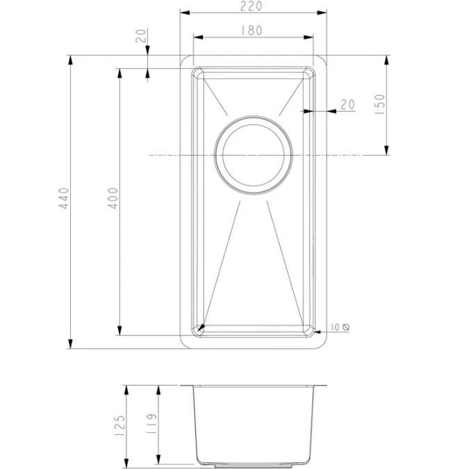 Prima+ 0.5 Bowl R10 Inset Undermount Kitchen Sink - Stainless Steel 2 Prima+ 0.5 Bowl R10 Inset Undermount Kitchen Sink - Stainless Steel - Image 2