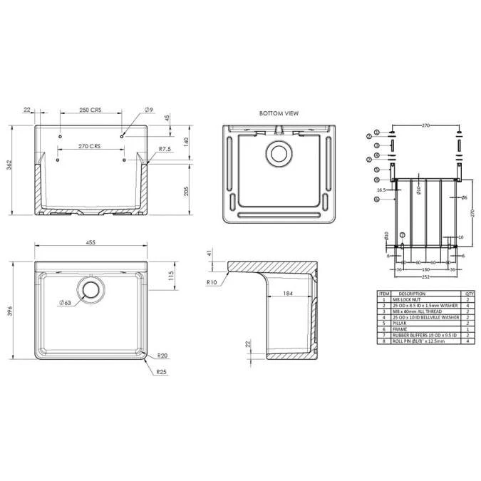NUIE Fireclay Cleaner Sink 455 X 362 X 396mm 2 NUIE Fireclay Cleaner Sink 455 X 362 X 396mm - Image 2