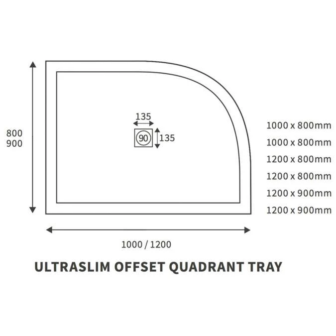Ultra-Slim 1200 X 800mm Offset Quadrant Shower Tray - Left Hand 3 Ultra-Slim 1200 X 800mm Offset Quadrant Shower Tray - Left Hand - Image 3