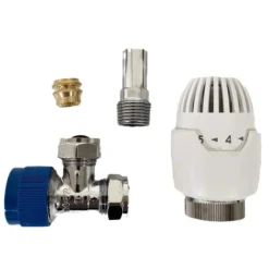 10mm Angled Thermostatic And Lockshield Radiator Valve - Chrome/White