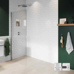 Abacus 8mm Wetroom Shower Screen Glass 735mm