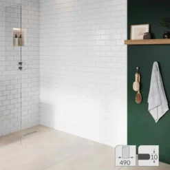 Abacus 10mm Glass Panel For Wetrooms - 490mm