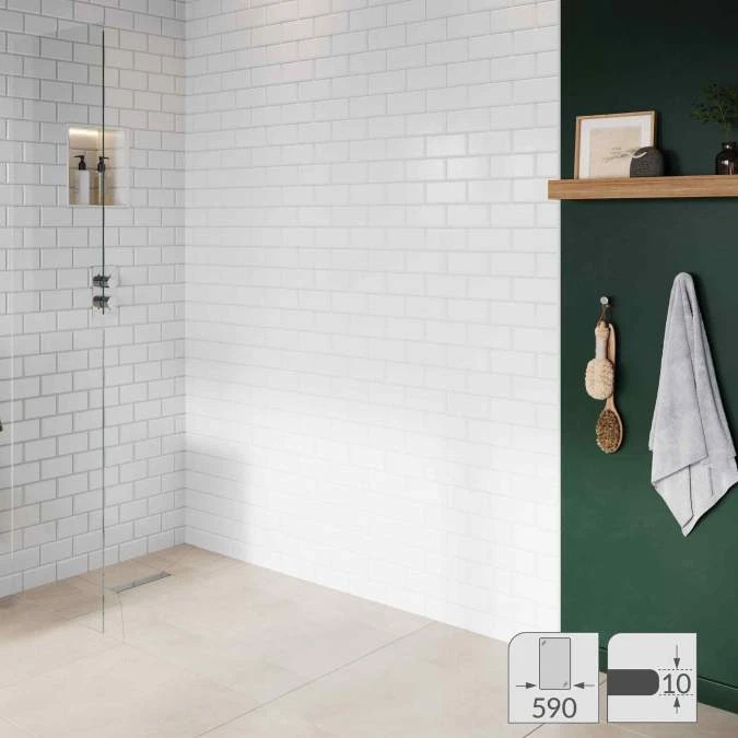 Abacus 10mm Glass Panel For Wetrooms - 590mm 1 Abacus 10mm Glass Panel For Wetrooms - 590mm