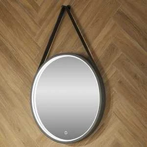 Granton 600 Round Matt Black Bluetooth Bathroom Mirror With Leather Strap - Highlife Bathrooms 7 Granton 600 Round Matt Black Bluetooth Bathroom Mirror With Leather Strap - Highlife Bathrooms - Image 7