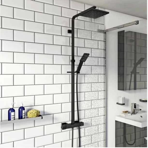 Nero Black Square Thermostatic Dual Shower Head - Scudo 1 Nero Black Square Thermostatic Dual Shower Head - Scudo