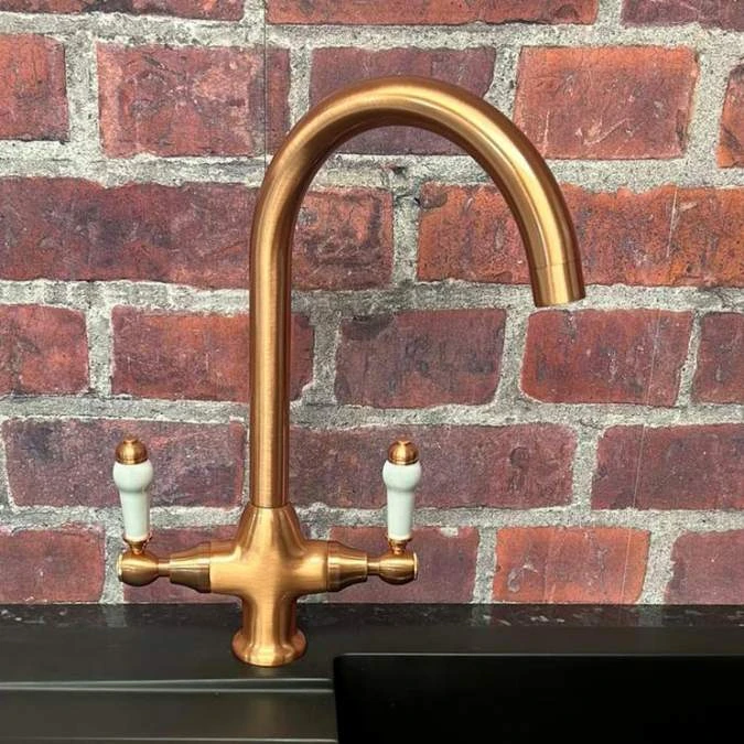 Imperial Traditional Twin Lever Kitchen Mixer Tap - Copper 2 Imperial Traditional Twin Lever Kitchen Mixer Tap - Copper - Image 2