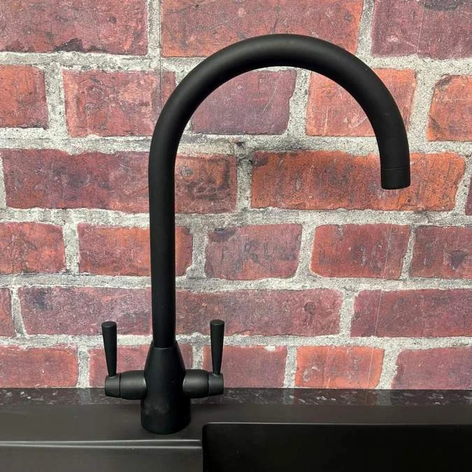 Richmond Twin Lever Kitchen Mixer Tap - Matt Black 1 Richmond Twin Lever Kitchen Mixer Tap - Matt Black