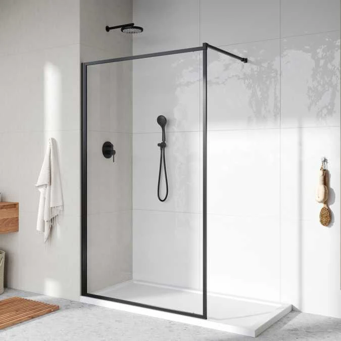 Roman Innov8 800 Matt Black Framed Wet Room Clear Glass Panel 8mm 1 Roman Innov8 800 Matt Black Framed Wet Room Clear Glass Panel 8mm