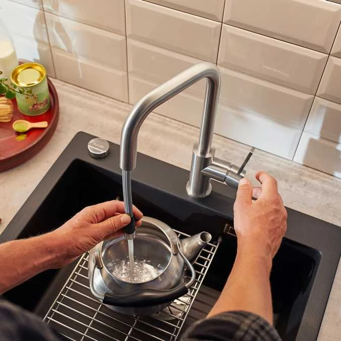 Blanco Jandora S Brushed Steel Kitchen Tap - 526614 4 Blanco Jandora S Brushed Steel Kitchen Tap - 526614 - Image 4