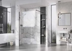 Roman Liberty 957mm Matt Black Wetroom Panel With Clear Glass Corner 5 Roman Liberty 957mm Matt Black Wetroom Panel With Clear Glass Corner -Roman Sales KLCP1213B 3 4