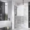 Roman Liberty 1057mm Matt Black Wetroom Panel With Clear Glass Corner