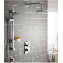 Plan Thermostatic Concealed Shower Valve With Fixed Rain Head & Riser Rail - Kartell UK 9 Plan Thermostatic Concealed Shower Valve With Fixed Rain Head & Riser Rail - Kartell UK -Roman Sales Kartell Plan Riser and Overhead Shower Lifestyle