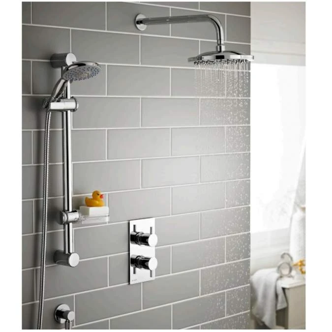Plan Thermostatic Concealed Shower Valve With Fixed Rain Head & Riser Rail - Kartell UK 5 Plan Thermostatic Concealed Shower Valve With Fixed Rain Head & Riser Rail - Kartell UK - Image 5