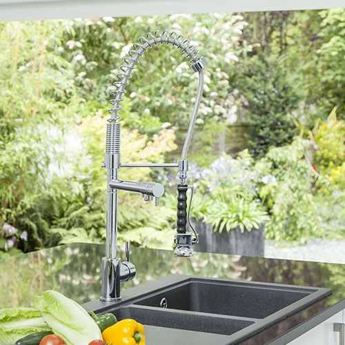 Galiceno Professional Straight Spout Kitchen Mixer With Pull-out Sprung Spray Head Tap - Francis Pegler 5 Galiceno Professional Straight Spout Kitchen Mixer With Pull-out Sprung Spray Head Tap - Francis Pegler - Image 5